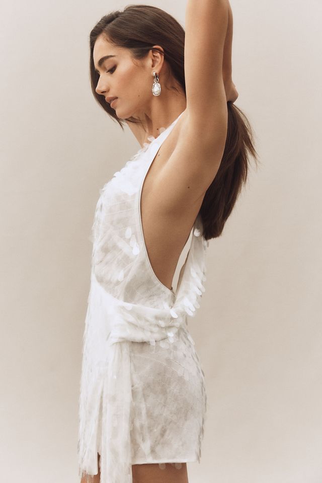 MISHA Sapphire Sequin Plunge Mini Dress #4