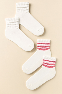 Daily Practice By Anthropologie Daily Practice Athletic Stripe Socks, Set Of 2 In Pink