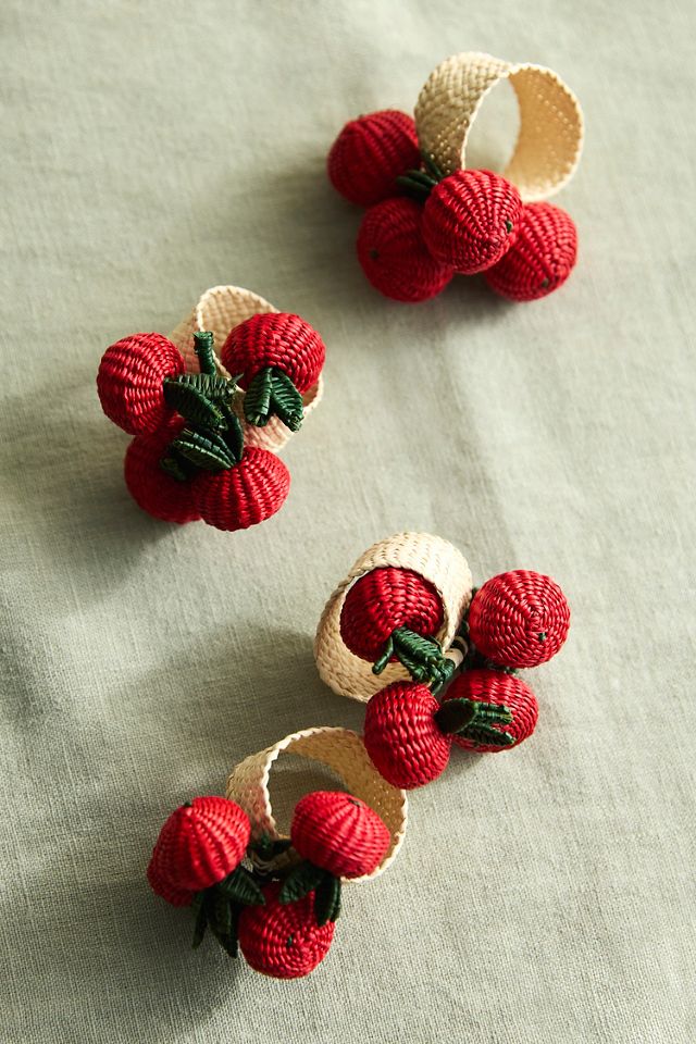 Tomato Woven Palm Napkin Rings, Set of 4 #1