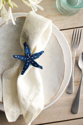 Starfish Woven Palm Napkin Rings, Set of 4