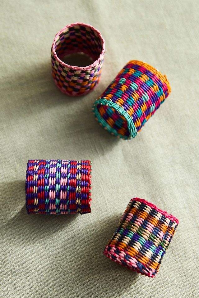 Colorful Woven Palm Napkin Rings, Set of 4 #1