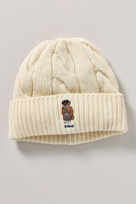 Polo Ralph Lauren Polo Bear Cable Knit Beanie In White