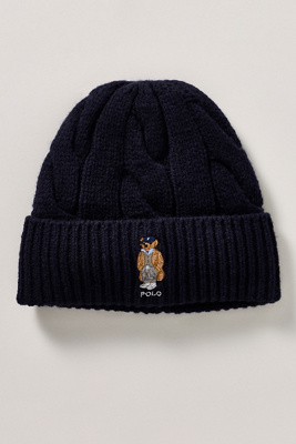 Polo Ralph Lauren Polo Bear Cable Knit Beanie In Blue