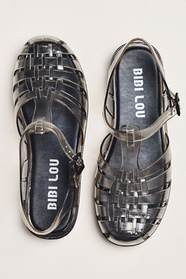 Bibi Lou Jelly Fisherman Sandals In Black