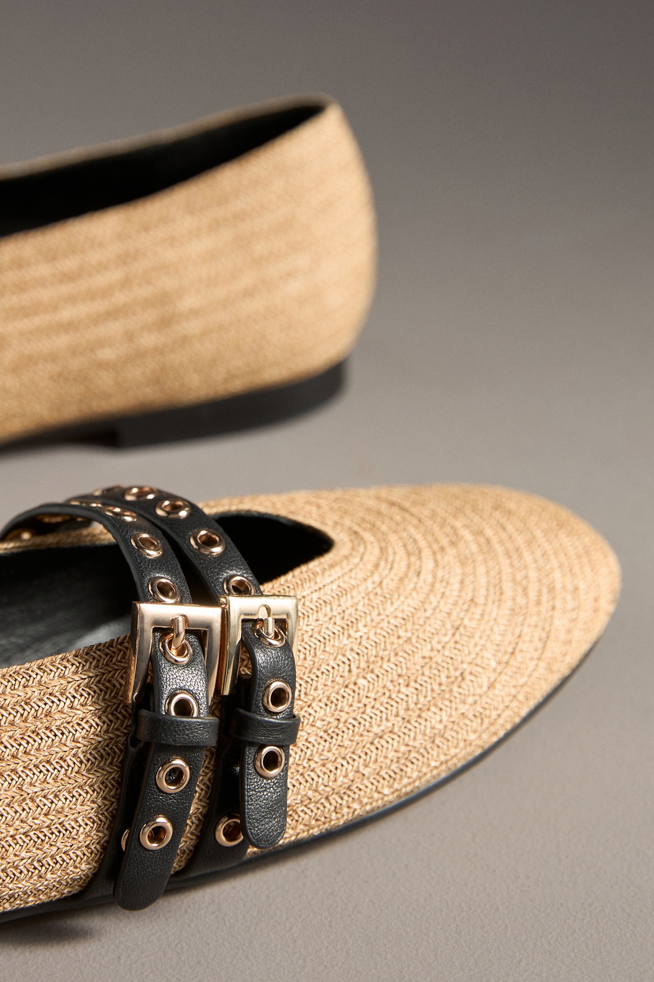 Bibi Lou Xera Moto Raffia Flats