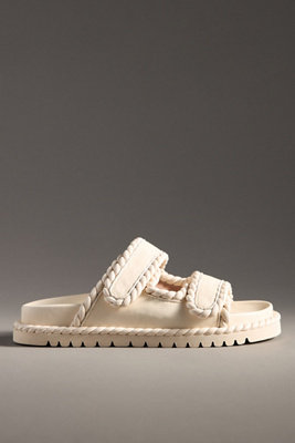 Bibi Lou Lama Braided Velcro-strap Sandals In Beige