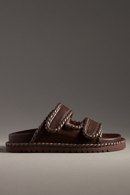 Bibi Lou Lama Braided Velcro-strap Sandals In Brown