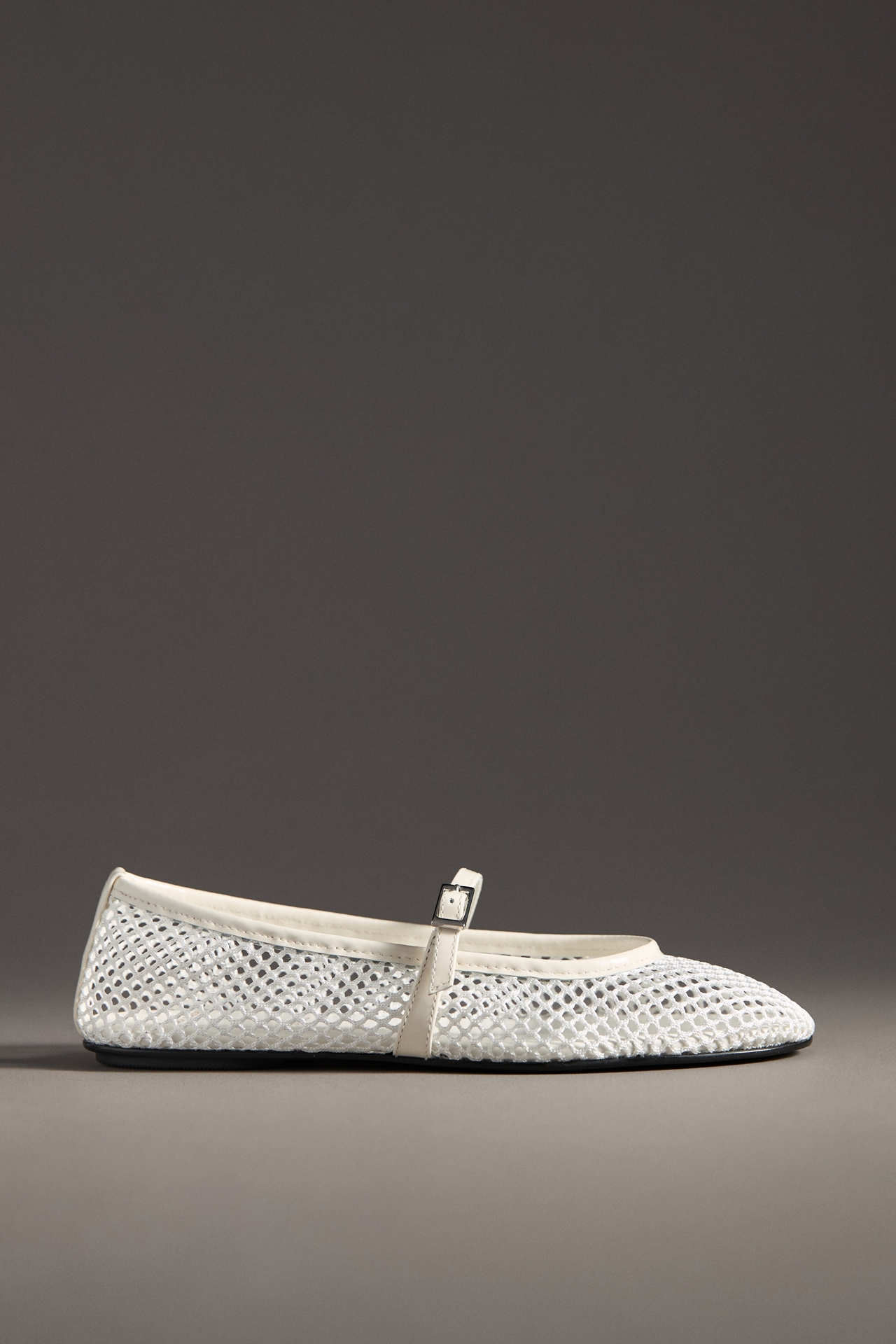 Black Suede Studio Mika Mesh Mary Jane Flats
