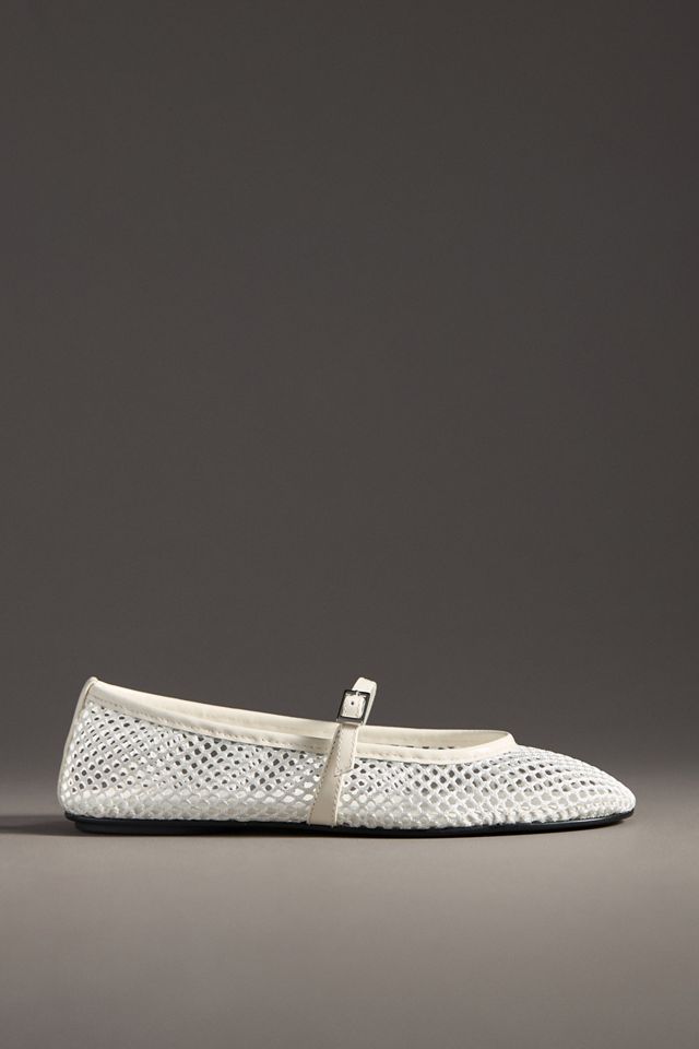 Black Suede Studio Mika Mesh Mary Jane Flats #1