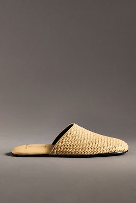 Black Suede Studio Shiloh Raffia Mule Slides