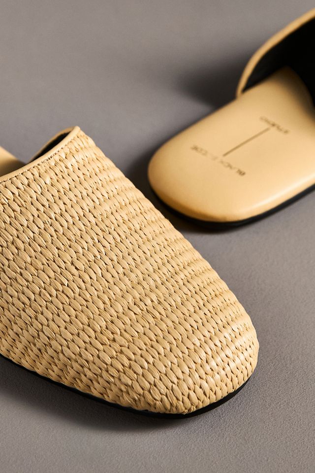 Black Suede Studio Shiloh Raffia Mule Slides #2