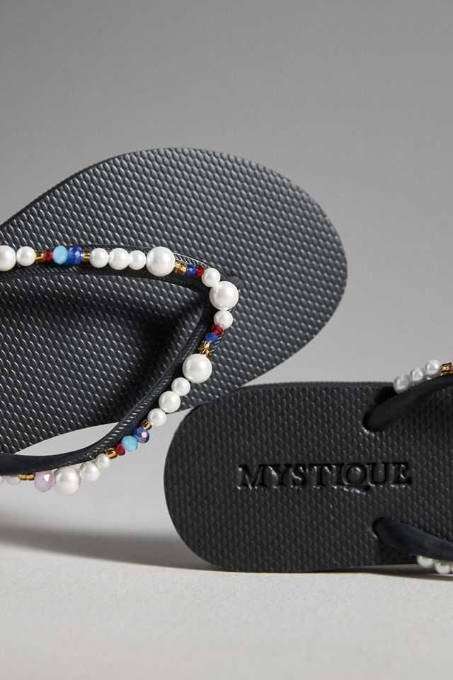 Mystique x Anthropologie Embellished Thong Sandals