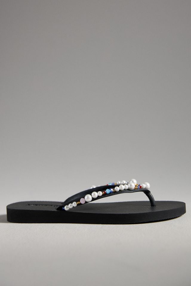 Mystique x Anthropologie Embellished Thong Sandals