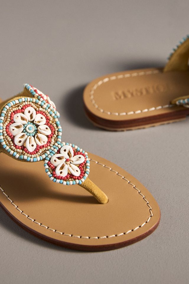 Mystique Shell-Embellished Thong Sandals #2