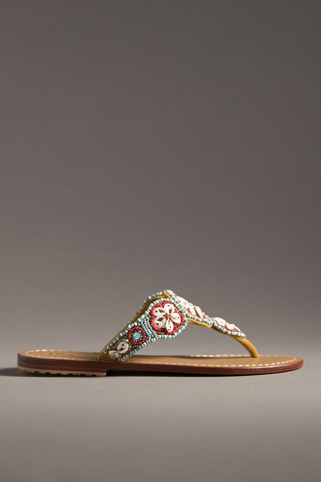 Mystique Shell-Embellished Thong Sandals #1
