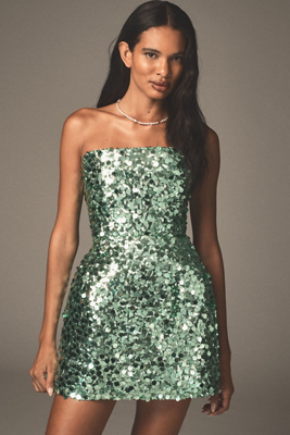 Bronx And Banco Maraya Strapless Sequin Mini Dress In Green