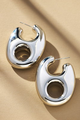 By Anthropologie Pop Tab Huggie Earrings In Silver