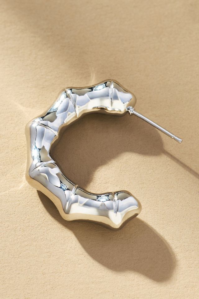 Metallic Bamboo Hoop Earrings #1