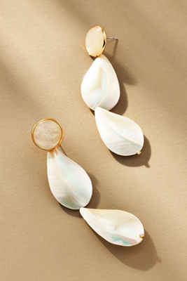 By Anthropologie Triple Mother-of-pearl Drop Earrings In White