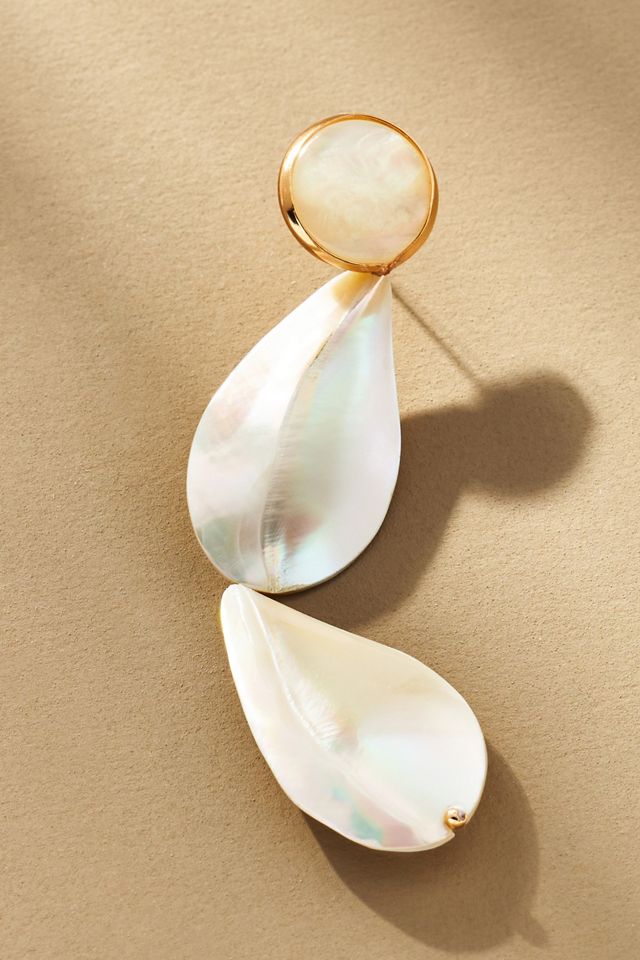 Triple Mother-of-Pearl Drop Earrings #2