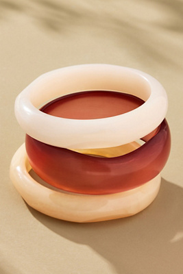 By Anthropologie Round Bangle Bracelets, Set Of 3 In Sand