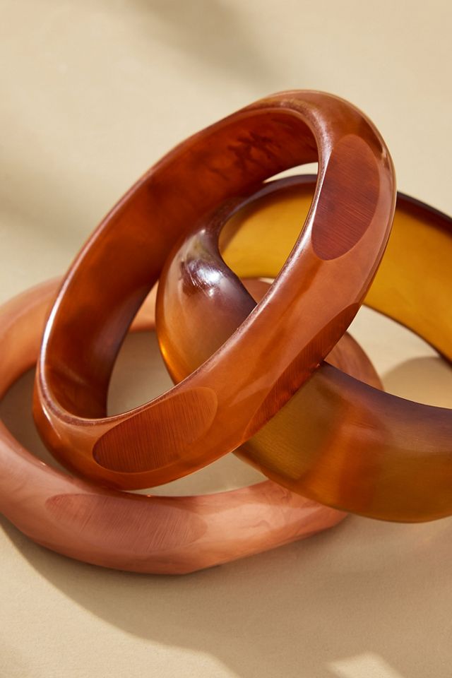 Round Bangle Bracelets, Set of 3