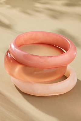 By Anthropologie Round Bangle Bracelets, Set Of 3 In Pink