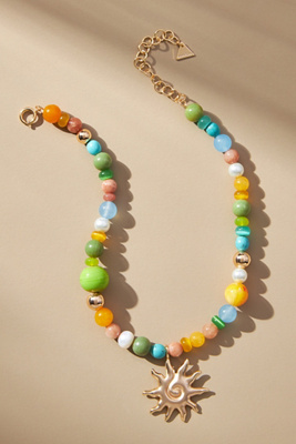 By Anthropologie Beaded Icon Charm Necklace In Gold