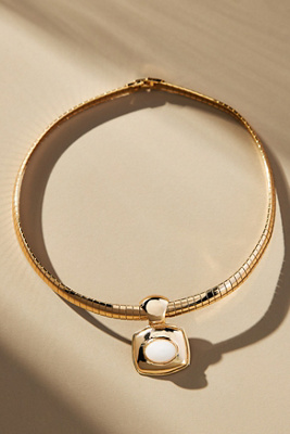 By Anthropologie Stone Pendant Collar Necklace In Gold