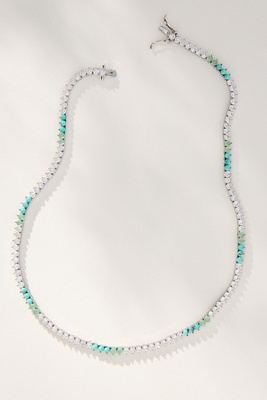By Anthropologie Mixed Stone & Crystal Necklace In Silver