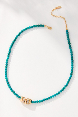 By Anthropologie Round Charm Beaded Necklace In Blue