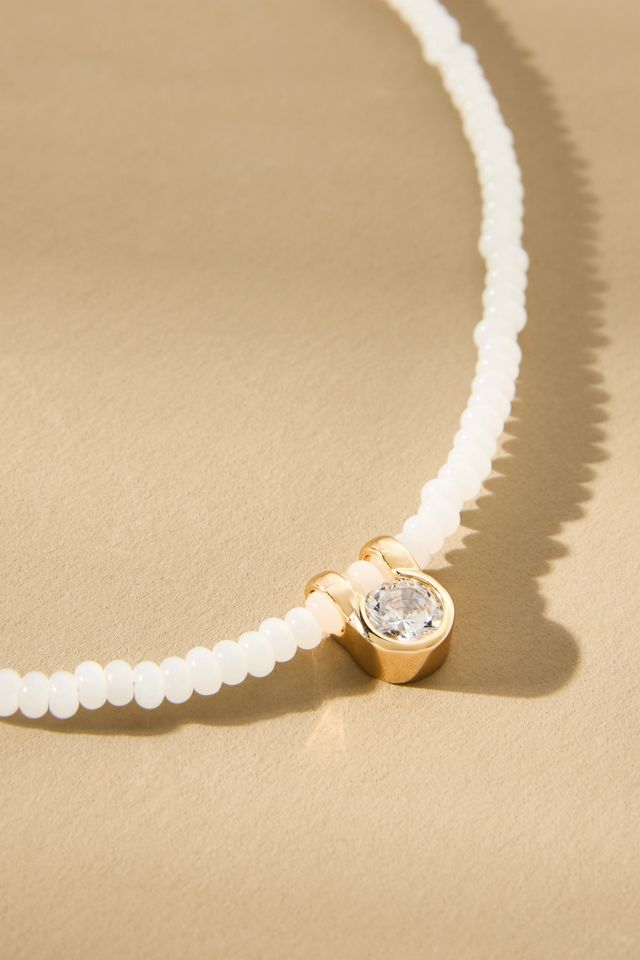 Small Crystal Pendant Beaded Necklace #1