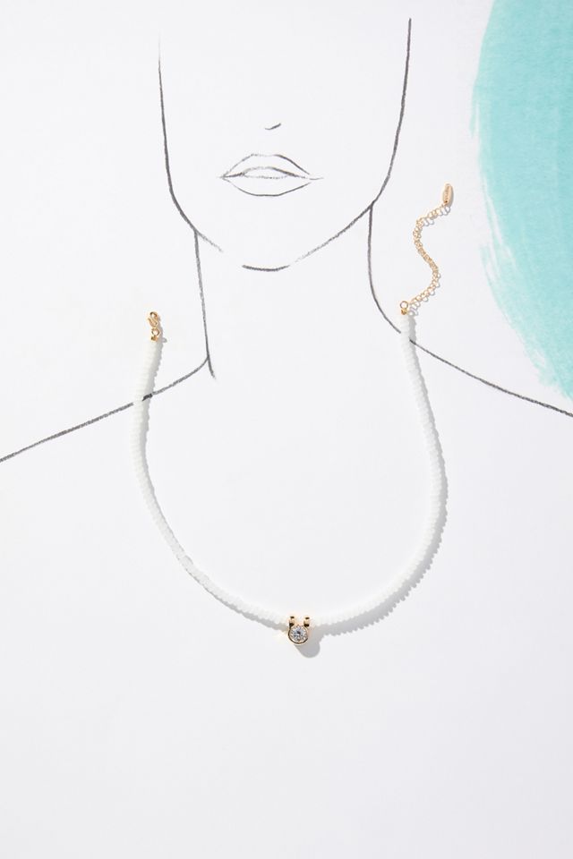 Small Crystal Pendant Beaded Necklace #2