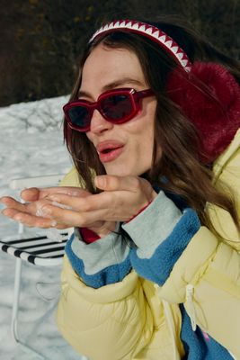 Maeve Curved Rectangular Colorblock Polarized Sunglasses