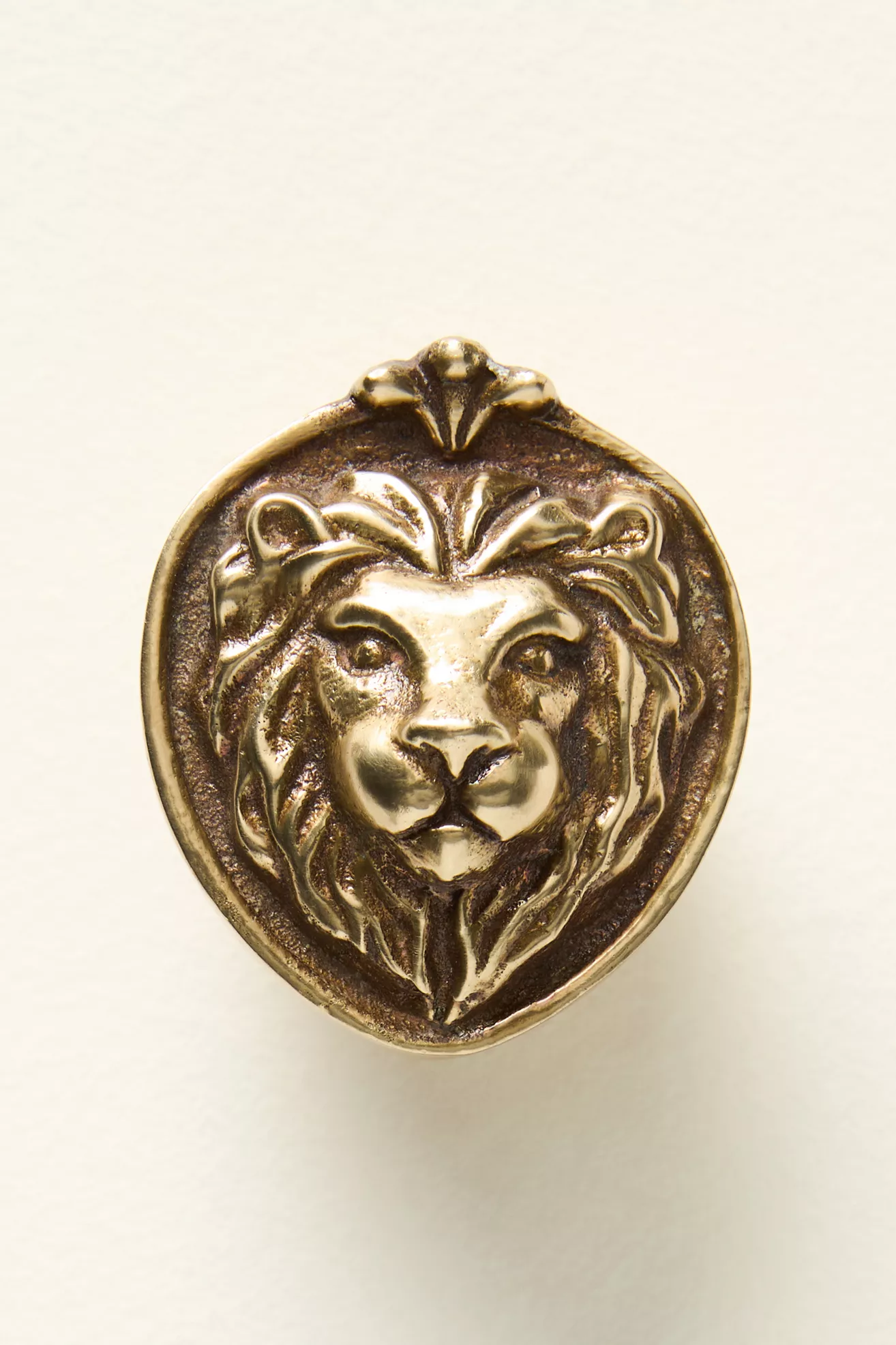 Aslan Solid Brass Lion Icon Knob