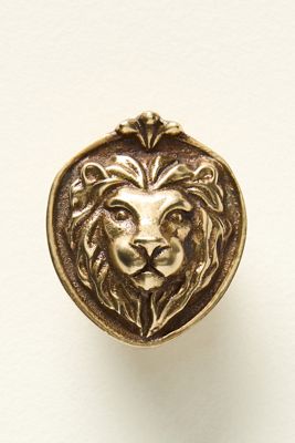 Aslan Solid Brass Lion Icon Knob