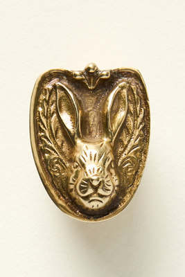 Solid Brass Rabbit Icon Knob