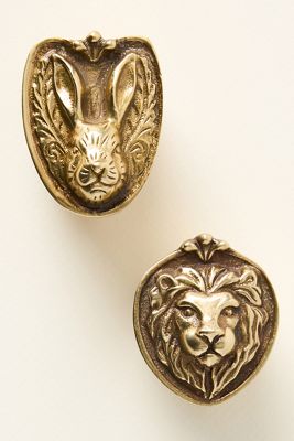 Aslan Solid Brass Animal Icon Knob