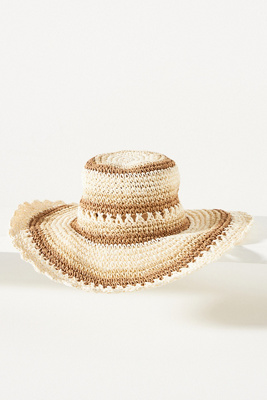 By Anthropologie Floppy Striped Straw Bucket Hat In Multicolor