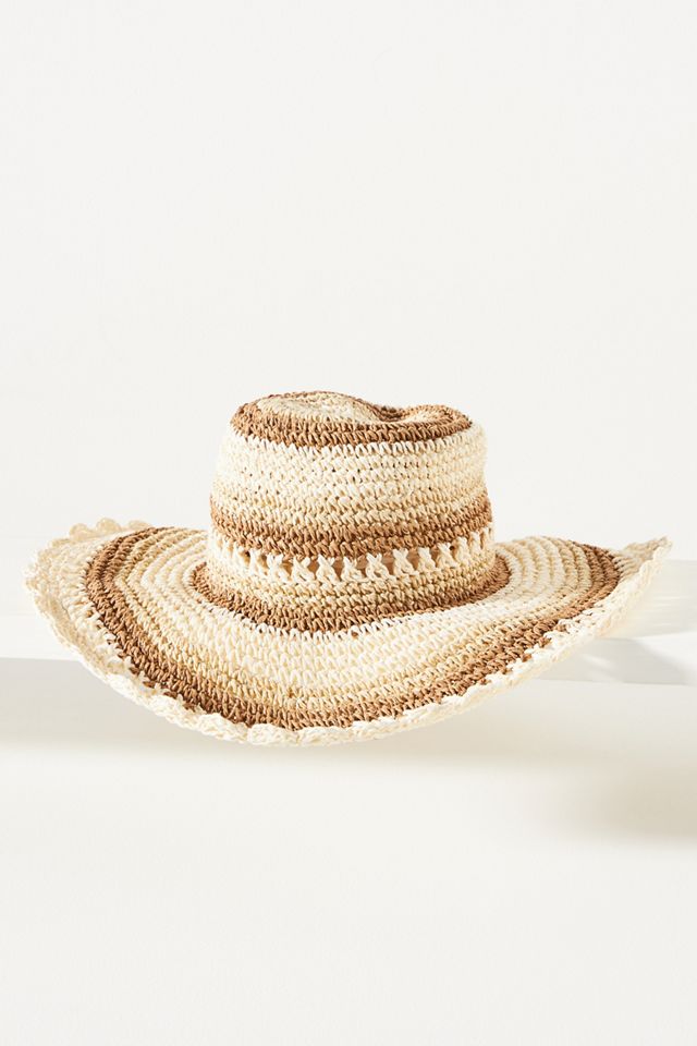 Floppy Striped Straw Bucket Hat #1