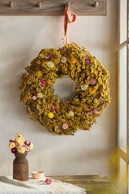 Tansy Cloud Dried Wreath