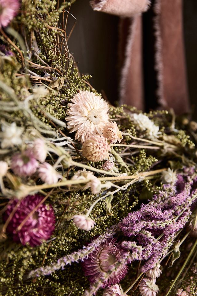 Pink Pinwheel Dried Wreath #1