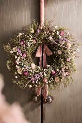 Pink Pinwheel Dried Wreath