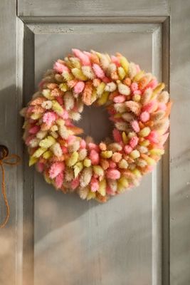 Preserved Bunny Tails Wreath, Pink Lemonade