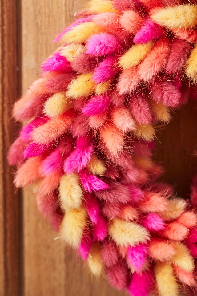 Preserved Bunny Tails Wreath, Hot Hues #1