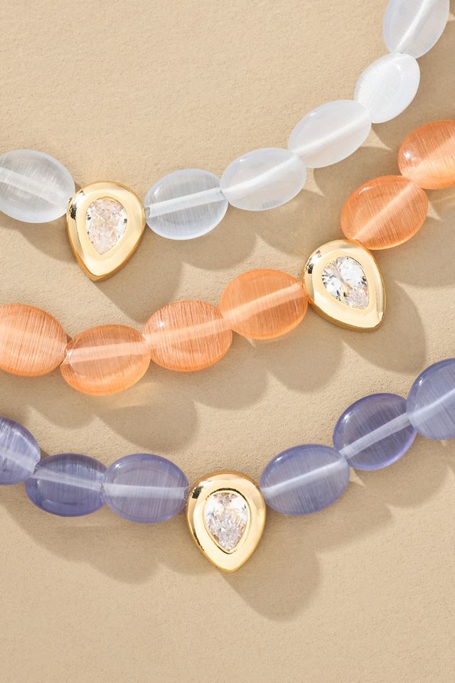 Single Crystal Beaded Stone Necklace #1