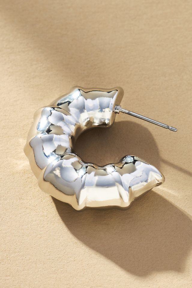 Petites boucles d'oreilles créoles en bambou métallique #3