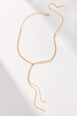 By Anthropologie Double Layered Knotted Lariat Necklace In Gold