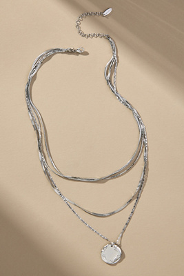 By Anthropologie Layered Coin Charm Necklace In Silver