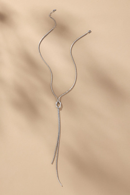 By Anthropologie Twisted Knot Lariat Necklace In Silver